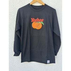 Midnight Organic Yeehee Larry June Long Sleeve T-Shirt Small Black Orange NEW